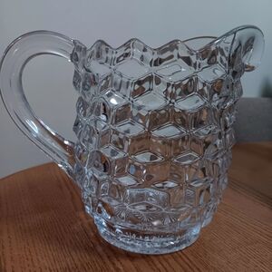 Crystal Clear Glass Pitcher with Diamond Design